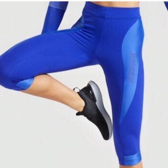 Gymshark Pants - gymshark turbo cropped Leggings small blue